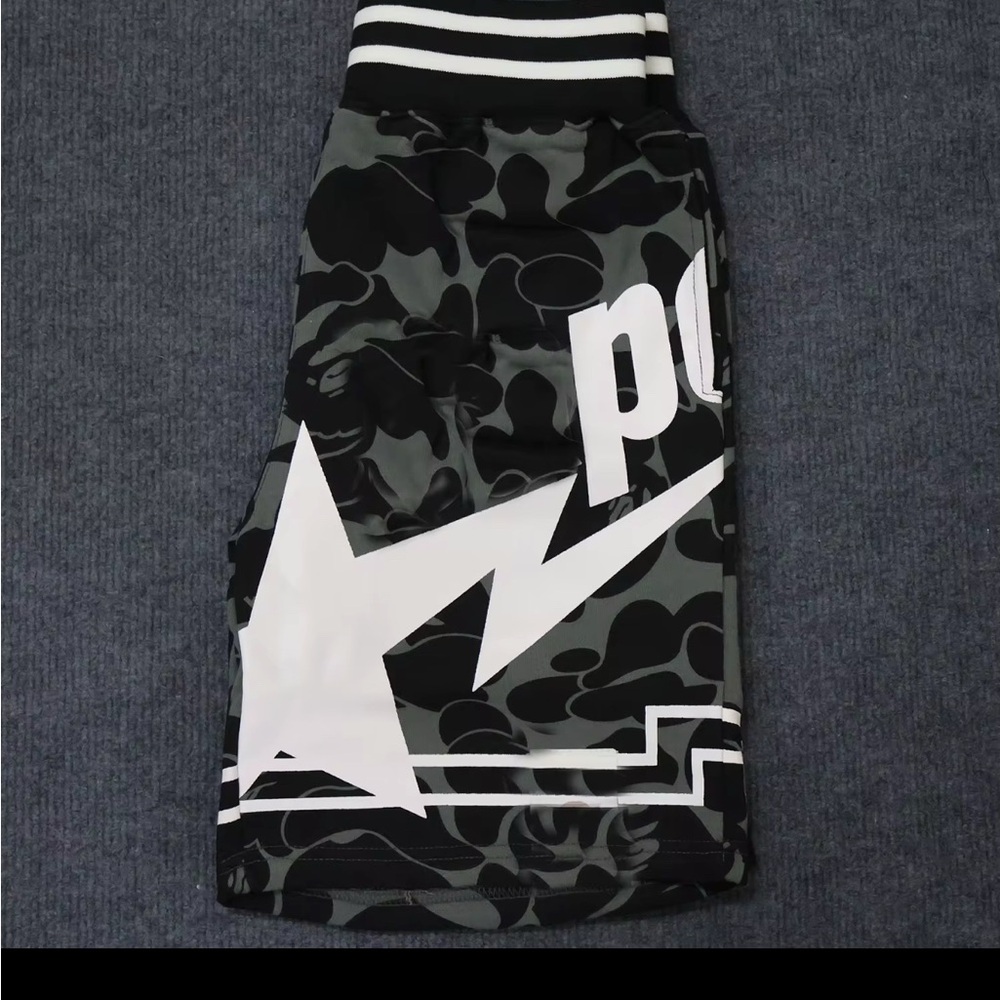 Bape Black and Gray Pencil Athletic Shorts